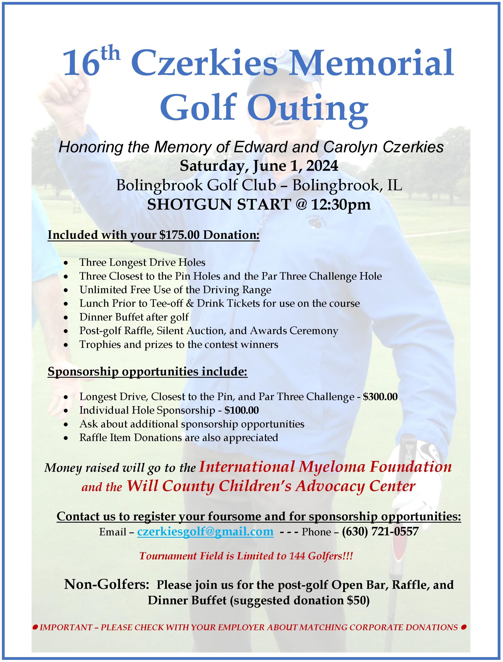 Event Flyer - Czerkies Memorial Golf Outing 2024