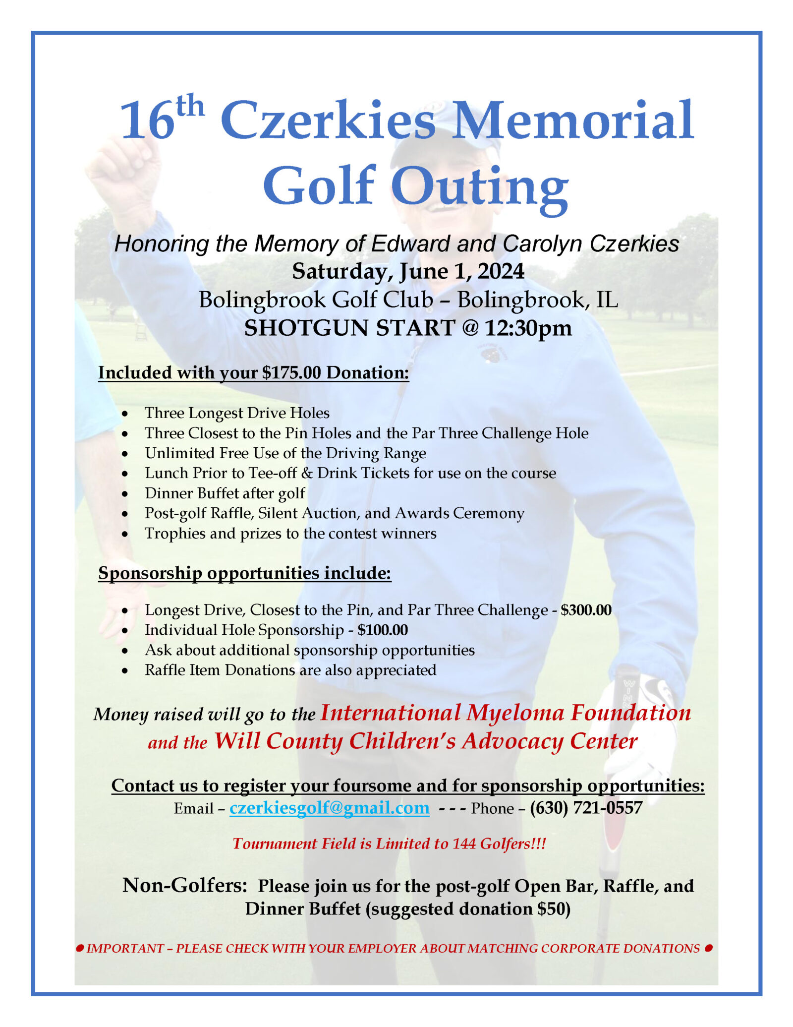 16th Annual Czerkies Memorial Golf Outing 2024