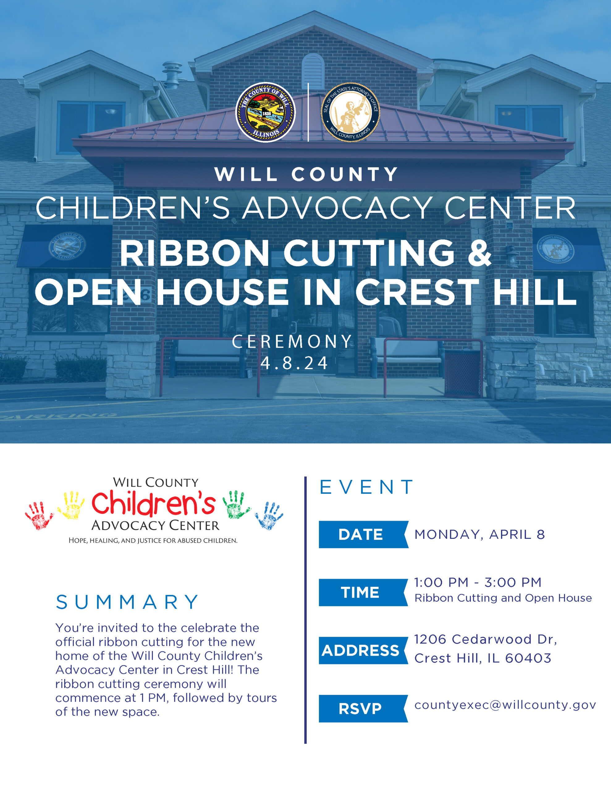 Will County Children's Advocacy Center Ribbon Cutting & Open House - April 8, 2024