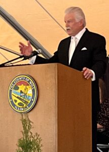 Will County State’s Attorney James Glasgow, who founded the Will County Children’s Advocacy Center in 1995, speaks at a Monday dedication ceremony for the center’s new 27,000-square-foot facility in Crest Hill. (Michelle Mullins/Daily Southtown)
